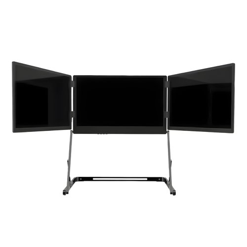 Standivarius Doxa Pro 3 Portable Triple Monitor on Stand, Ergonomic, Adjustable and Foldable, Designed for Hybrid Work