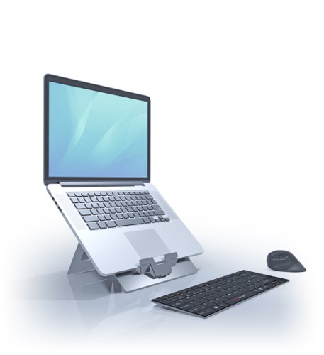 ST1060S | Ergonomic laptop stand for business comfort and pain-free work.It has been developed to fit the majority of the laptops available on the market. The height adjustable design allows the Ergo Know-Me to raise the laptop to a comfortable working position. A versatile ergonomic accessory designed to comply with European health & safety regulations.Created with the user in mind: instant setup and pack away, lightweight and thin for true mobility, easily adjustable screen elevation and inclination.Refined design, minimalist but very sturdy, guaranteed against malfunction for life.