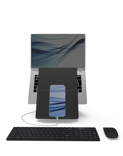 Laptop Stand with Pivotable Document Holder - Black Laptop / Monitor Risers ST10711E-B