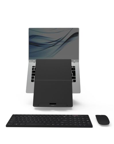 Laptop Stand with Pivotable Document Holder - Black Laptop / Monitor Risers ST10711E-B