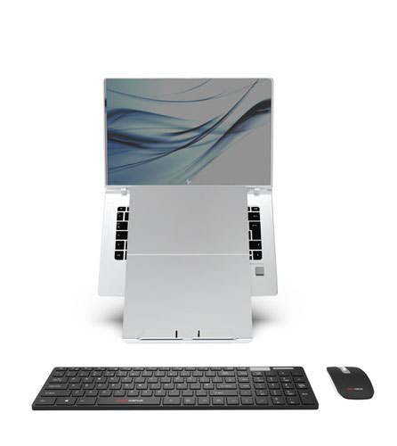 Laptop Stand with Pivotable Document Holder - Natural Aluminium