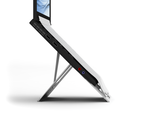 Oryx evo D - Universal Ergonomic Laptop Stand with in-line Document Holder - Natural Aluminium - 144-10140