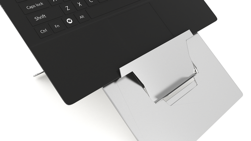 Oryx evo E - Specialised Ergonomic Low Angle High Elevation Laptop Stand with In-line Document Holder - Natural Aluminium