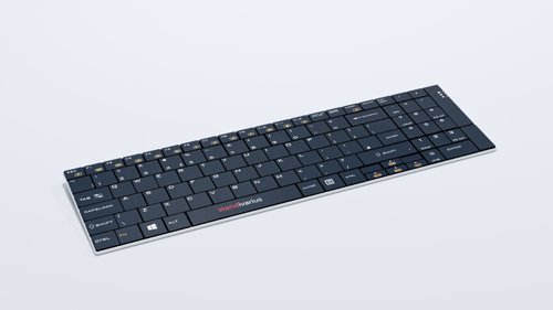 ST353021 | Standivarius SOLO #pad is the ultimate external laptop keyboard with number pad. IT is an ultra-slim keyboard with a responsive key action and aluminium casing designed for mobile workers with extensive use of numbers. The UK key layout includes hot-keys for internet, complete number pad, email and audio with LED indicators for caps, battery and recharge status. Supplied with charging lead, micro USB receiver and magnetic tilt-strip.