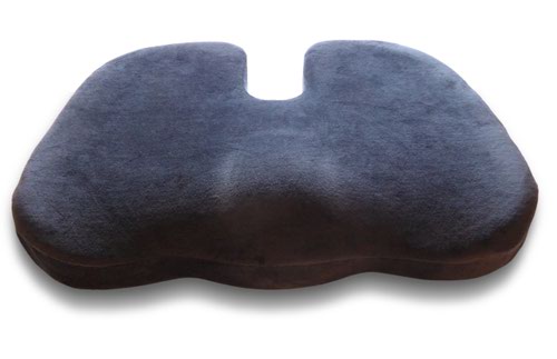 ST400001 | The WFH Cushion is a contoured memory foam posture cushion with coccyx cut-out, stretch velour cover and non-slip base. It is washable and of high quality. It has been designed and dimensioned to improve posture for most users. Improves comfort when used on dining chairs, folding-away chairs, kitchen stools, office chairs, wheelchairs and car seats.