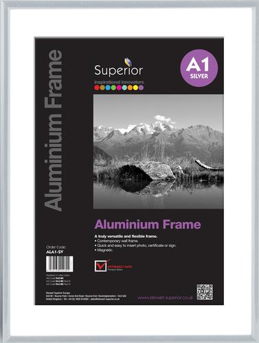Photo Frame Clip-down Aluminium with Non-glass Perspex Front Back-loading A1 594x841mm Silver  4065744