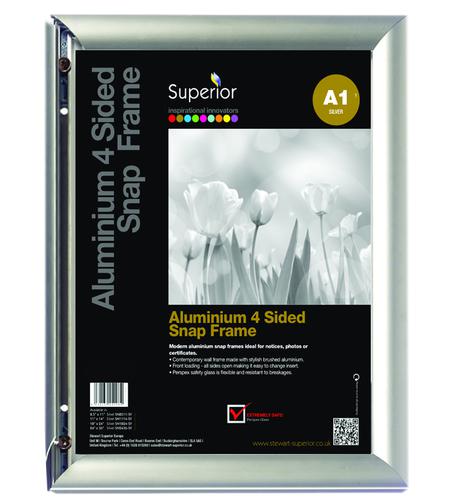 Seco A1 Brushed Aluminium Snap Frame Silver - AM-A1SV 27110SS Buy online at Office 5Star or contact us Tel 01594 810081 for assistance