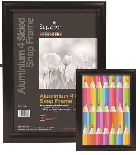 Snap Frame with Mounting Kit Aluminium Anti-glare PVC A4 Black