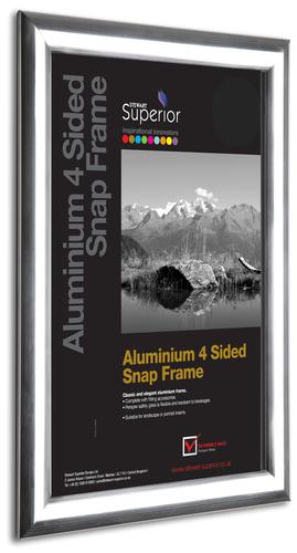 SECO Aluminium 4 Sided Snap Frame A1 Polished Silver Finish