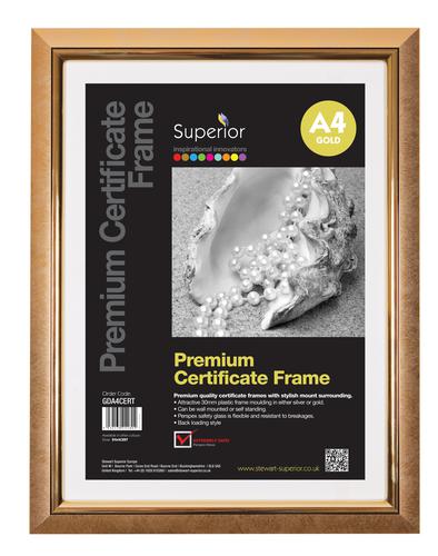 5 Star Facilities Snap De Luxe Certificate Frame Holds Standard A4 Certificates W210xD25xH297mm Gold