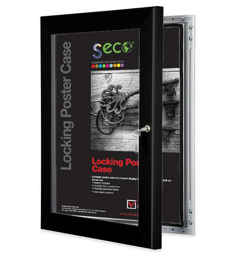 SECO Lockable Poster Case Black 40 x 60in