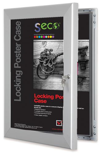 SECO Lockable Poster Case Silver 2xA4