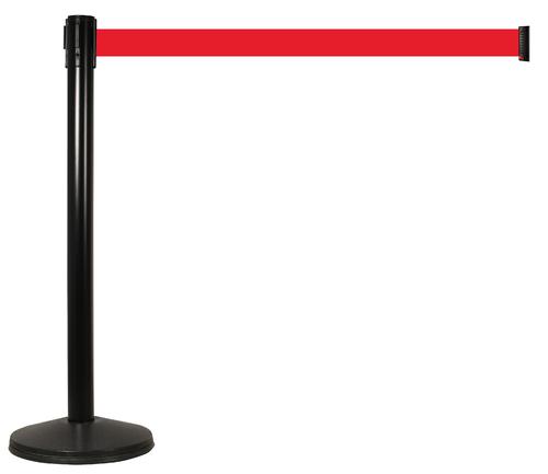24954SS - Seco Retractable 2m Post Black with Red Tape - RTPOSTBLACK