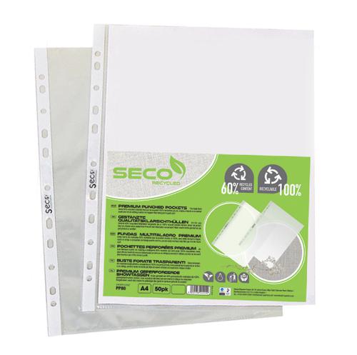 SSeco Pocket Polypropylene Oxo-biodegradable Top-opening 80 Micron A4 Glass Clear Ref PP80 [Pack 50]