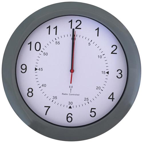 SECO Dark Grey 12 Hour Radio Controlled Clock 300mm