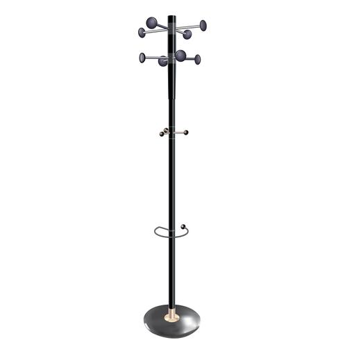 SECO Decorative Coat Stand with Weighted Base and Integral Umbrella Holder Black