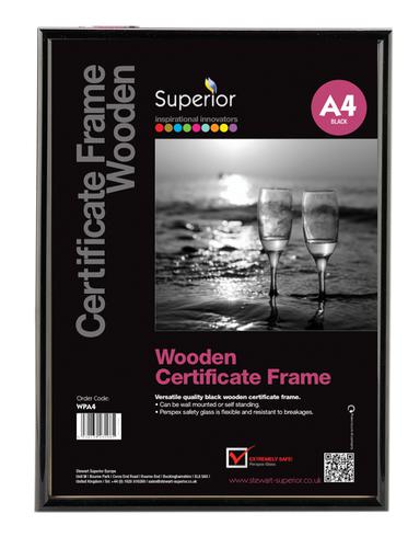Stewart Superior Wooden Certificate Frame A4 Black WPA4