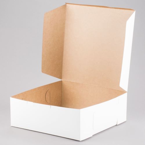 Southern 14x14x5 White Bakery Box 1 Piece Tuck Top Lock Corner Pack 50