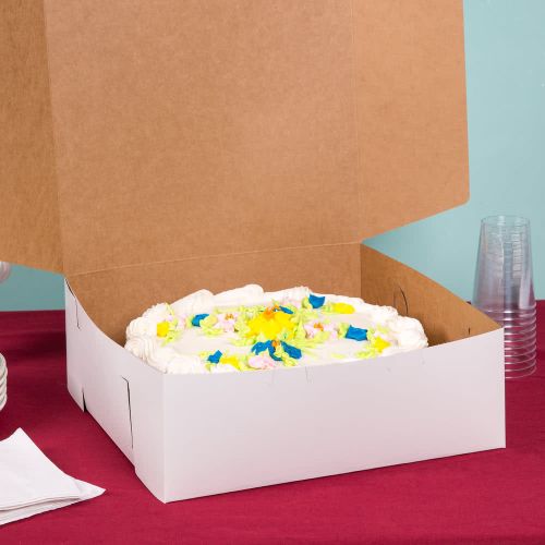 Southern 14x14x5 White Bakery Box 1 Piece Tuck Top Lock Corner Pack 50