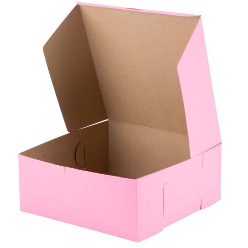 Southern 12x12x5 Pink Bakery Box Lock Corner 1 piece Box Tuck Top Pack 100