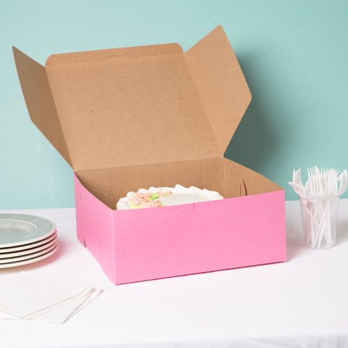 Southern 12x12x5 Pink Bakery Box Lock Corner 1 piece Box Tuck Top Pack 100