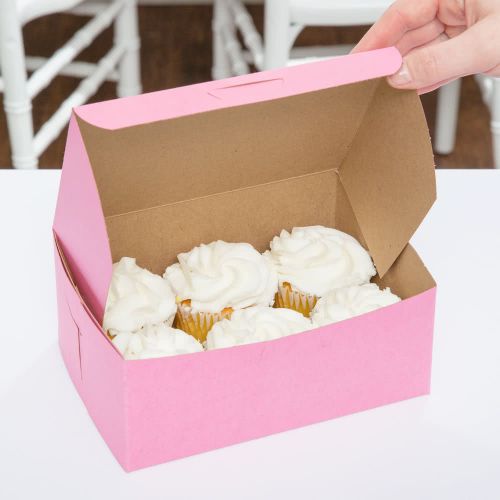 Southern 7x5x3 Pink Bakery Box Lock Corner 1 piece Box Tuck Top Pack 250