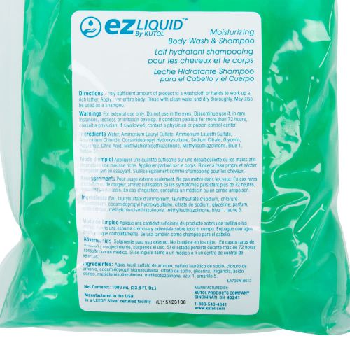 Kutol Moisturizing Body Wash & Shampoo Teal With Tropical Lime Scent 1000 mL Pack 6 / cs