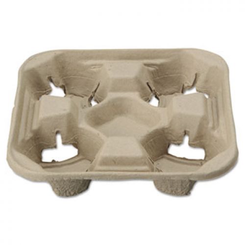 Chinet Strong Holder 8-32 oz 4-Cup Carrier Molder Fiber 8.5 x 8.5 x 1.75 Pack 200 / cs