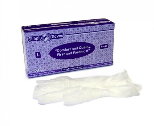 AOSS Medical Simply Vinyl Exam Gloves Large - Powder Free Pack Bx
