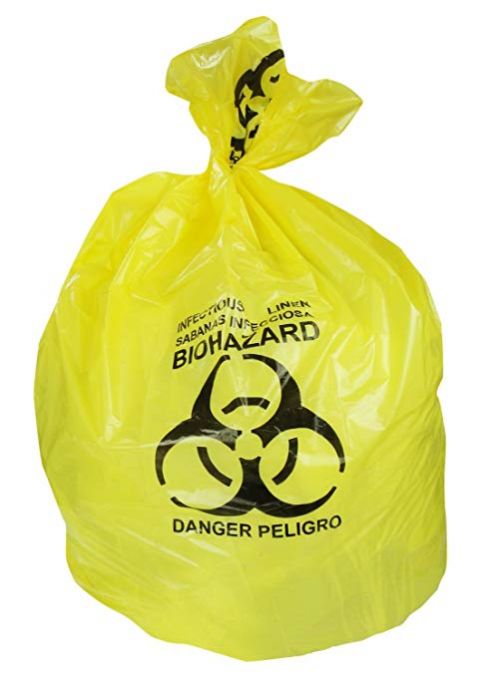 45 Gal. Low Density Healthcare ''Infectious Linen'' Can Liner 40''x46'' 1.3mil, Flat Pack, Yellow, 200 Count