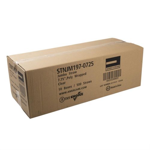 AmerCare 7.75 Inch Jumbo Straw Wrapped Clear Pack 10 / 500 cs