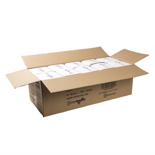 AmerCare 7.75 Inch Jumbo Straw Wrapped Clear Pack 10 / 500 cs