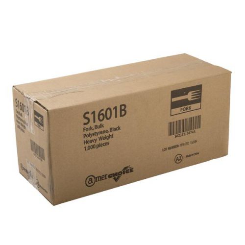 AmerCare Fork Heavy Weight Polystyrene Black Pack 1000 / cs