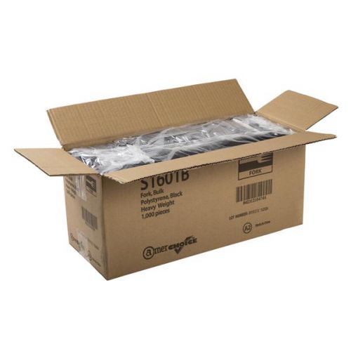 AmerCare Fork Heavy Weight Polystyrene Black Pack 1000 / cs
