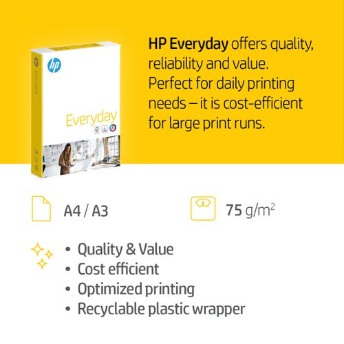 Hewlett Packard Everyday Paper 75Gsm A3 White 500 Sheets Plain Paper PC1189