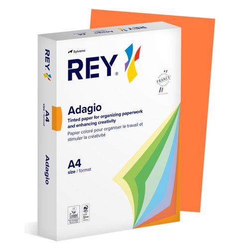 Rey Adagio Paper A4 80gsm Deep Orange (Ream 500) RYADA080X427