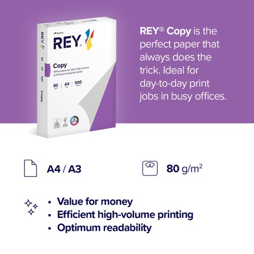 Rey Copy Paper A4 80gsm FSC White (Box 5 Reams) - RYCFS080X419