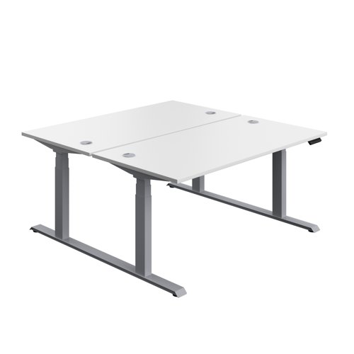 Economy Back To Back Sit Stand Desk (FSC) 1600 X 800 White/Silver