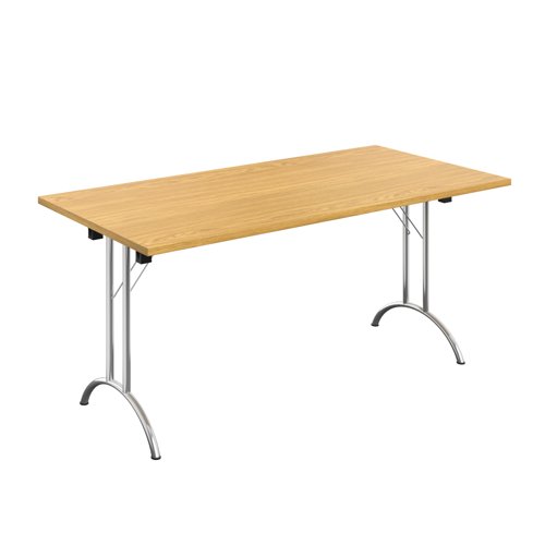 One Union Rectangular Folding Table (FSC) 1600 X 800 Nova Oak/Chrome