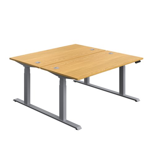 Economy Back To Back Sit Stand Desk (FSC) 1600 X 800 Nova Oak/Silver