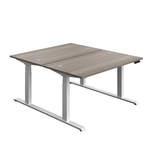 Economy Back To Back Sit Stand Desk (FSC) 1400 X 800 Grey Oak/White