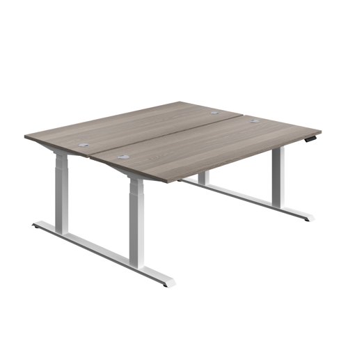 Economy Back To Back Sit Stand Desk (FSC) 1800 X 800 Grey Oak/White