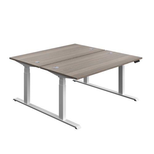 Economy Back To Back Sit Stand Desk (FSC) 1600 X 800 Grey Oak/White