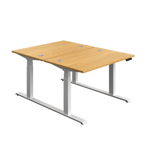 Economy Back To Back Sit Stand Desk (FSC) 1200 X 800 Nova Oak/White