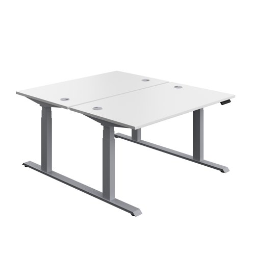 Economy Back To Back Sit Stand Desk (FSC) 1400 X 800 White/Silver