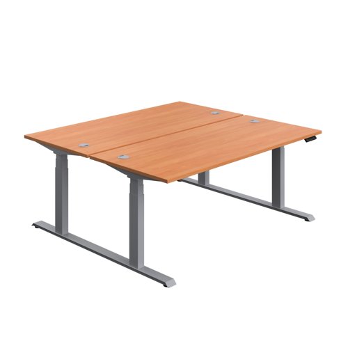 Economy Back To Back Sit Stand Desk (FSC) 1800 X 800 Beech/Silver