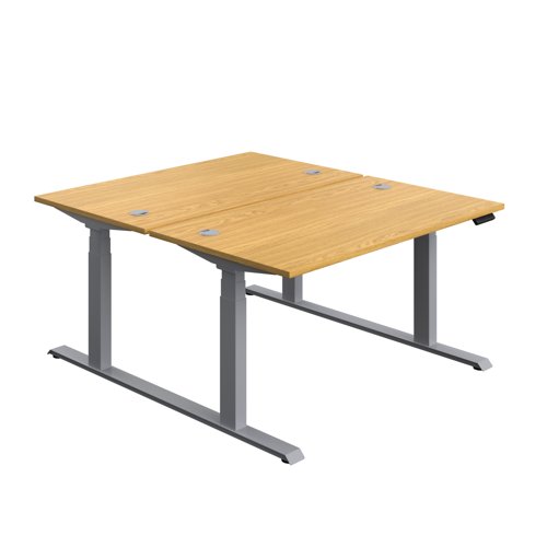 Economy Back To Back Sit Stand Desk (FSC) 1400 X 800 Nova Oak/Silver