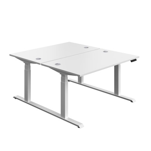 Economy Back To Back Sit Stand Desk (FSC) 1400 X 800 White/White