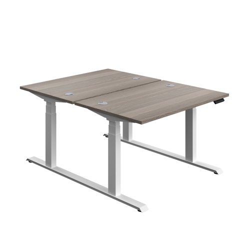 Economy Back To Back Sit Stand Desk (FSC) 1200 X 800 Grey Oak/White