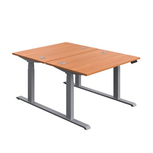 Economy Back To Back Sit Stand Desk (FSC) 1200 X 800 Beech/Silver